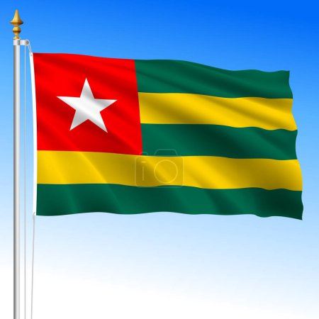 Togo offizielle Nationalflagge schwenkend, afrikanisches Land, Vektorillustration