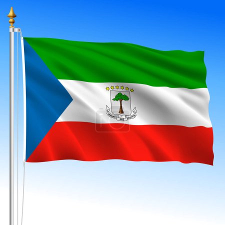 Guinea Ecuatorial, bandera nacional oficial ondeando, país africano, ilustración vectorial
