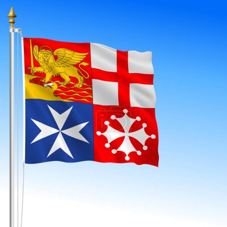 Jack agitant le drapeau de la Marine italienne, Italie, illustration vectorielle
