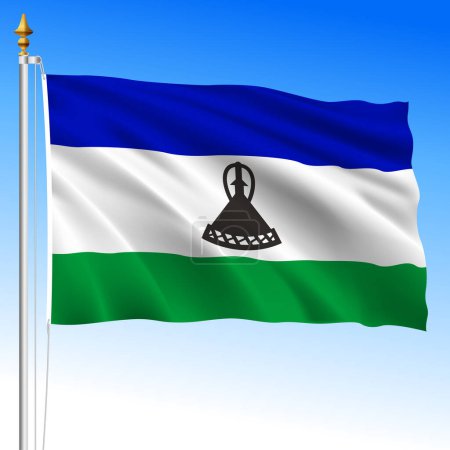 Lesotho, official national waving flag, african country, vector illustration