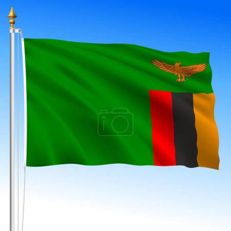 Zambia, official national waving flag, african country, vector illustration