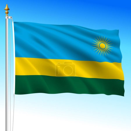 Rwanda, official national waving flag, african country, vector illustration