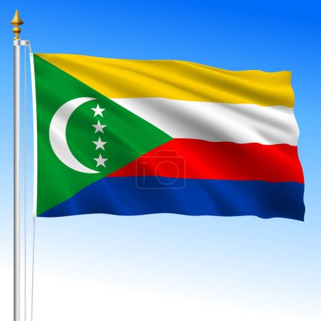 Komoren-Inseln, offizielle Nationalflagge, Indischer Ozean, Vektorillustration