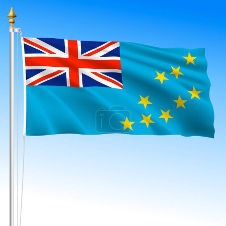 Tuvalu, official national waving flag, oceania, vector illustration