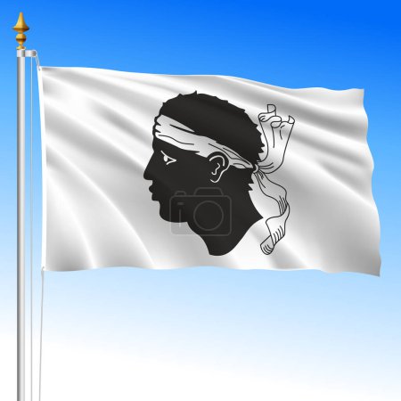 Corsica regional waving flag, France, European Union, vector illustration