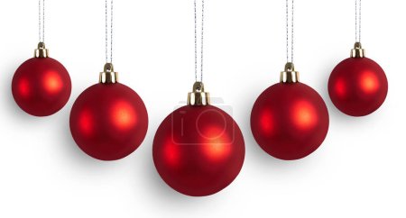 Foto de Bolas rojas de Navidad aisladas sobre fondo blanco. Fondo de Navidad. - Imagen libre de derechos