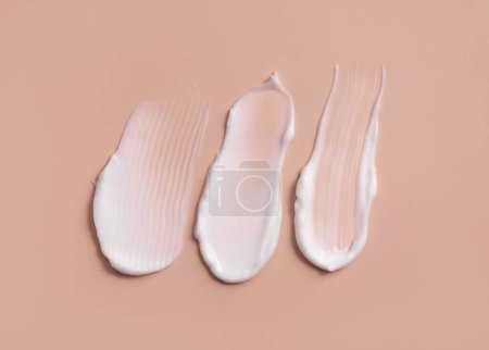 Photo for Cosmetic smear of cream texture on a pastel background. Skin care. - Royalty Free Image