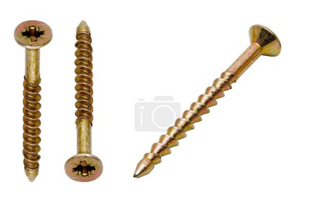 Photo for Golden screws on white background - Royalty Free Image