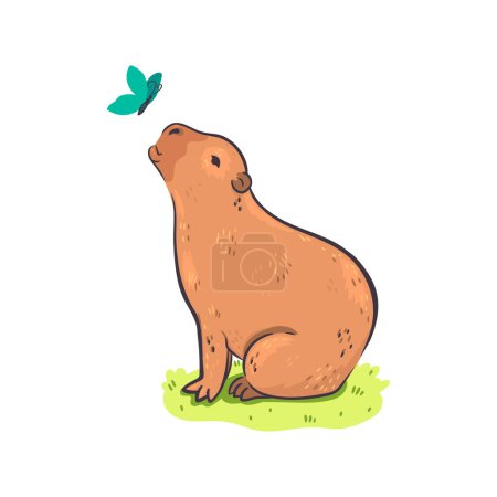 Illustration for Cute capybara isolated on white background. Vector image - Royalty Free Image