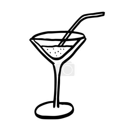 Ilustración de Cóctel vector garabato icono del boceto, estilo de arte de línea aislado sobre fondo blanco. Ilustración vectorial - Imagen libre de derechos