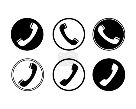 Illustration for Set Template phone handset icon. Phone flat icon, isolated on white background. Handset web button, sign, symbol. Vector illustration. Vector illustration - Royalty Free Image