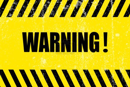 Warning, Caution tape. Black and yellow line striped background with inscription. Vector illustration. Vector illustration