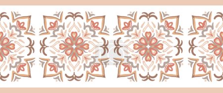 Ilustración de Borde beige en estilo oriental. Se utiliza para el marco, azulejos y diseños orientales. Ilustración vectorial - Imagen libre de derechos