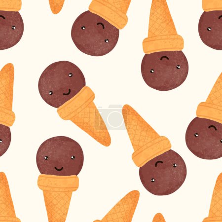 Illustration for Cute kids pattern with ice creams, seamless background baby print. Vector illustration - Royalty Free Image
