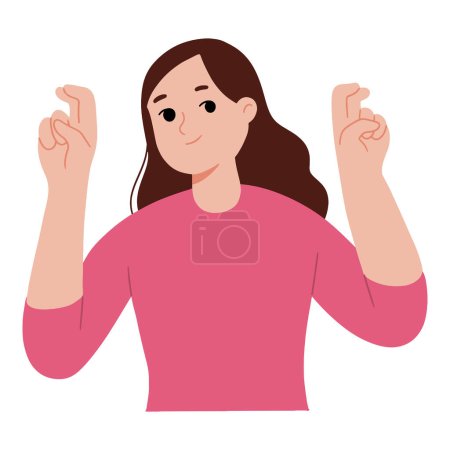 Ilustración de Mujer joven con comillas de aire gesto de mano, ilustración - Imagen libre de derechos