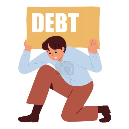 Illustration for A man burdened with enormous debt - Royalty Free Image