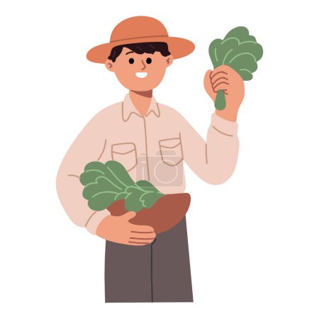 Ilustración de Granjero hombre con verduras - Imagen libre de derechos
