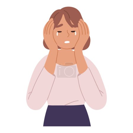 Illustration for Young woman crying vector illustration - Royalty Free Image