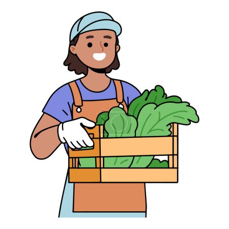 Ilustración de Agricultor con verduras vector ilustración - Imagen libre de derechos