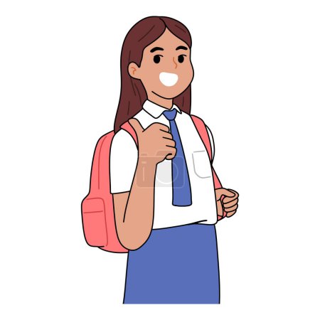 Illustration for Middle school students carrying backpacks with cheerful faces - Royalty Free Image