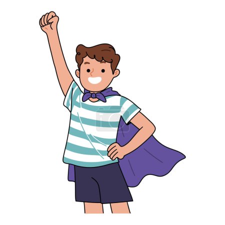 Illustration for Boy poses like a flying superhero - Royalty Free Image
