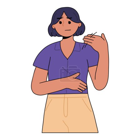 Illustration for Young woman gives a no gesture with her hands - Royalty Free Image