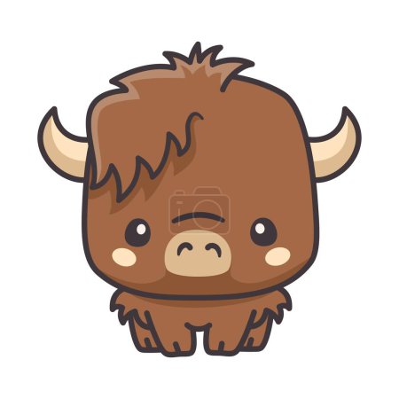 Illustration for Vector animal of Africa on white background. A bull, buffalo in cute kawaii style . Vector illustration - Royalty Free Image