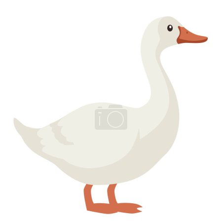 Illustration for Flat vector illustration. Farm animals, cute goose on white background . Vector illustration - Royalty Free Image