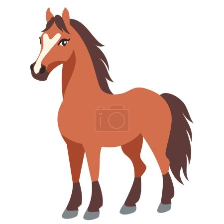 Flat vector illustration. Farm animals, cute nester horse on white background . Vector illustration
