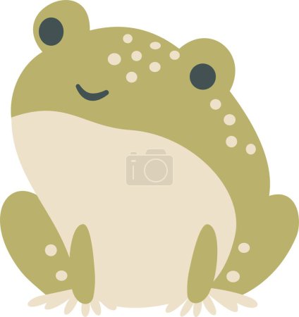 Flat vector childrens illustration. Cute green frog. Vector illustration