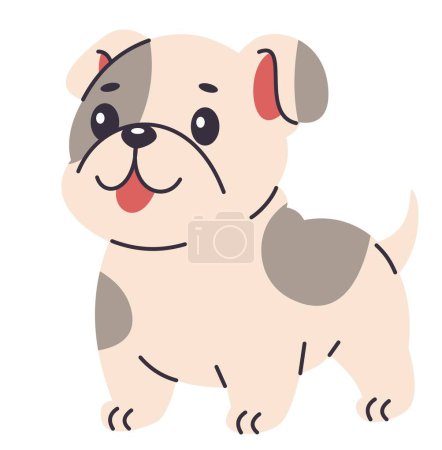 Illustration for Flat vector illustration in childrens style. Cute bulldog on white background . Vector illustration - Royalty Free Image