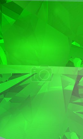 Foto de Vidrio abstracto, fondo verde geométrico. Renderizado 3D - Imagen libre de derechos