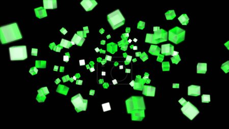 Foto de Fondo geométrico 3D de formas verdes. Verde neón. Renderizado 3D - Imagen libre de derechos
