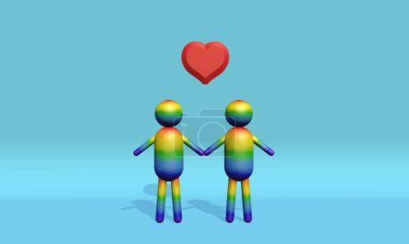 Foto de Pareja LGBT abstracta. Relaciones LGBT y concepto familiar. Un símbolo de amor, tolerancia. Renderizado 3D - Imagen libre de derechos