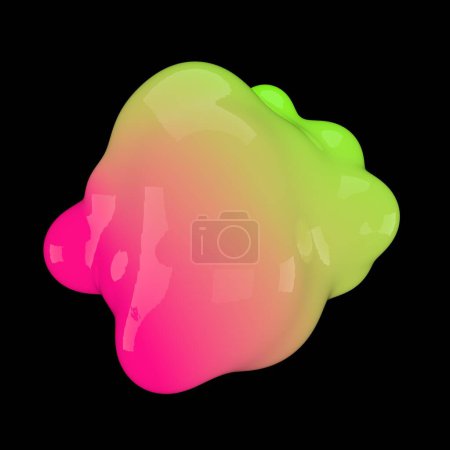 Foto de 3D bola fluida abstracta rosa-verde. Fondo negro. Renderizado 3D - Imagen libre de derechos