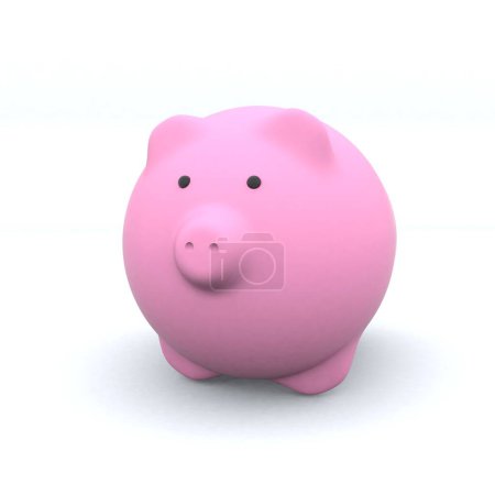 Foto de 3D pink pig on a white background . piggy bank . 3D render - Imagen libre de derechos