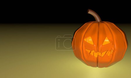 Foto de Silueta de una calabaza de miedo brillante. Fondo para Halloween. Con espacio para texto. Renderizado 3D - Imagen libre de derechos