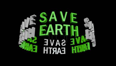 Foto de Spinning 3D text "Save the Earth". The concept of acute environmental problems. - Imagen libre de derechos
