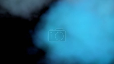 Foto de Blue smoke on a black background. Blue smoke background. Colored steam. Poisonous vapors. Clean air, science concept.  3D illustration. - Imagen libre de derechos