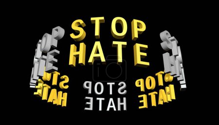 Foto de Spinning 3D text  "Stop Hate".  The concept of acute social problems. - Imagen libre de derechos
