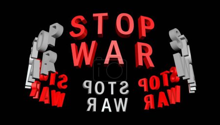 Foto de Spinning 3D text "Stop War".  The concept of acute social and international problems. - Imagen libre de derechos