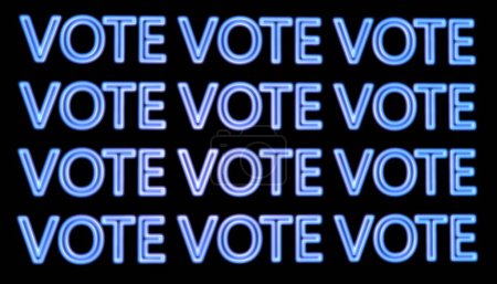 Foto de VOTE, neon text . Elections and democracy concept. 3D render. - Imagen libre de derechos