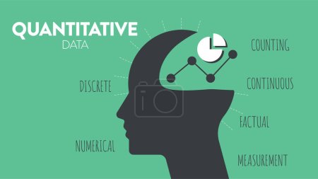 Illustration for The difference of Quantitative Data (numerical measurements, statistical analysis) and Qualitative Data (observations and subjective interpretations) icon infographic diagram banner template. Vector. - Royalty Free Image