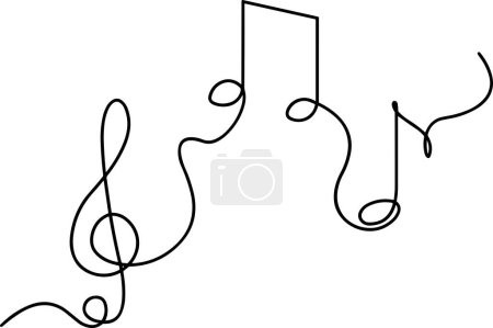 Illustration for Vector Treble Clef. Outline vector linear drawing on a transparent background. The emotion of love for music. Music fills life with colors, inspires, and heals. - Royalty Free Image