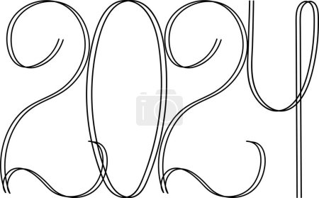 Photo for Vector hand lettering 2024 year. Minimalistic illustration on a transparent background. - Royalty Free Image
