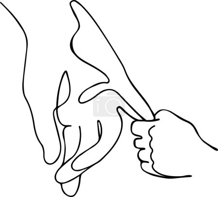 Photo for Mother holds the child's hand. A child's hand in the mother's hand. Vector illustration (sketch), one-line silhouette without background (clipart). Drawing on a transparent background. - Royalty Free Image