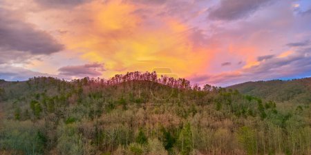 Colorful clouds at dusk in Pisgah National Forest, NC.