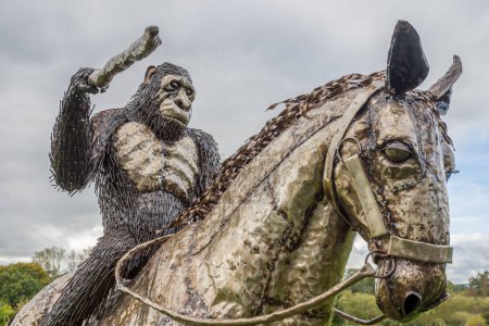 Photo for Planet of the apes sculpture  pictured at the Shropshire Sculpture Park on 21 October 2023 in Oswestry. - Royalty Free Image