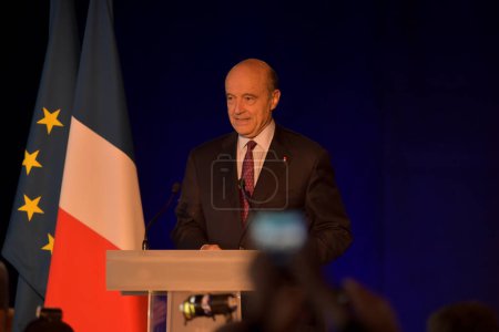 Photo for BORDEAUX, FRANCE - NOVEMBER 22, 2014 : Political meeting of the former President of the Republic, Nicolas Sarkozy in Bordeaux with Alain Juppe Mayor of the City. High quality photo - Royalty Free Image