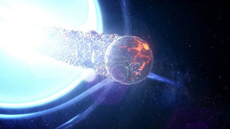 Massive black hole sucks Planet earth, 2024 3D rendering of large Black Hole pulling planets, sci-fi concept, 2024